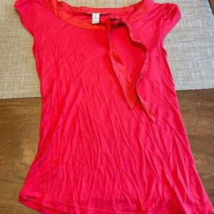 H&M Salmon Cap Sleeve Tie Front Blouse